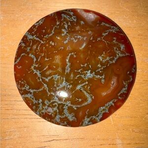 Elegant red and Tan Agate cylinder drilled with hole.  #30